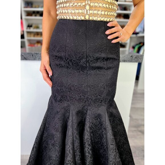 Rachel Allan Black Jacquard Formal Pageant Gown $1198 - Picture 4 of 13